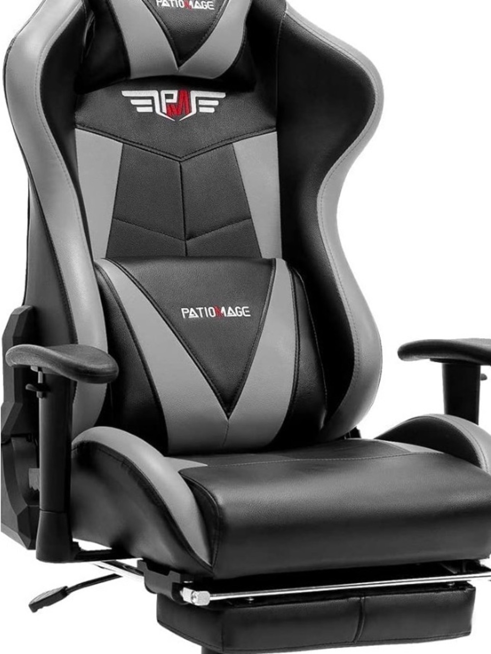 PATIOMAGE Black & Gray Faux Leather Gaming back support pillow.